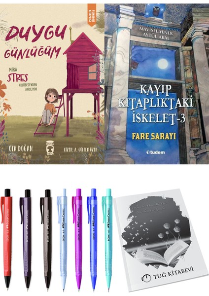 Kayıp Kitaplıktaki Iskelet 3 Fare Sarayı ve Duygu Günlüğüm Mira Stres Kulübesi'nden Ayrılıyor 2'li Set - Kalem