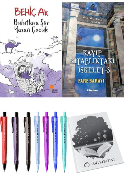 Kayıp Kitaplıktaki Iskelet 3 Fare Sarayı ve Bulutlara Şiir Yazan Çocuk 2'li Set - Kalem