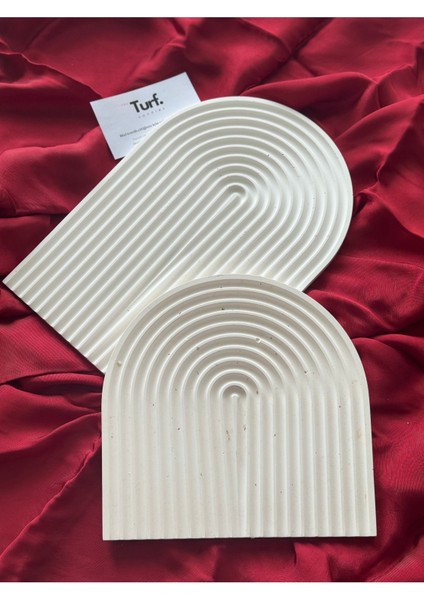 Renkli Beton Dekoratif Altlıklar, 2'li Set, Şık ve Fonksiyonel Sunum Destekleri