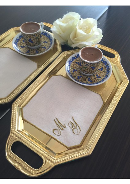 Kişiye Özel Harf Nakışlı Söz Nişan Mendili, Kahve Yanı Sunum Peçetesi, Kokteyl Peçete fırsatları