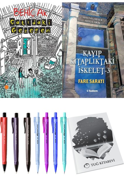 Kayıp Kitaplıktaki Iskelet 3 Fare Sarayı ve Çatıdaki Gezegen 2'li Set - Kalem