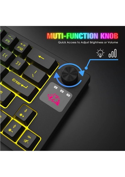 T50 Kablosuz Işıklı Klavye Mouse Set Rainbow Aydınlatmalı Mousepad Hediyeli