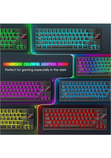 T50 Kablosuz Işıklı Klavye Mouse Set Rainbow Aydınlatmalı Mousepad Hediyeli