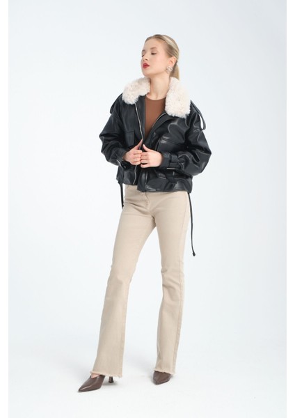 Içi ve Yakası Kürklü Suni Deri Ceket 38 modelleri
