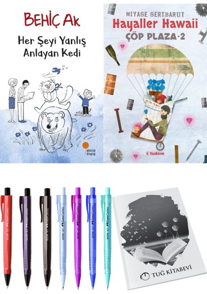 Çöp Plaza 2 Hayaller Hawaii ve Her Şeyi Yanlış Anlayan Kedi 2'li Set - Kalem