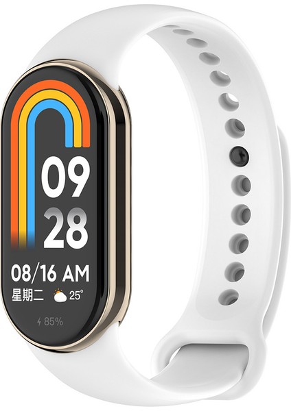 Xiaomi Mi Band 8 Serisi Klasik Kordon Silikon Strap Kayış-Beyaz