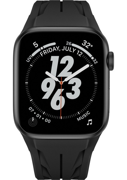 Apple Watch 44MM KRD-127 Metal Tokalı Silikon Kordon-Beyaz