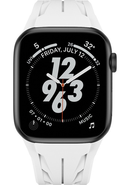 Apple Watch 7 45MM KRD-127 Metal Tokalı Silikon Kordon-Beyaz