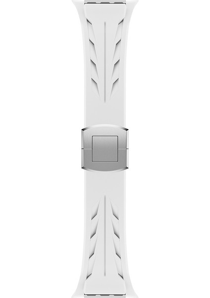 Apple Watch 7 45MM KRD-127 Metal Tokalı Silikon Kordon-Beyaz