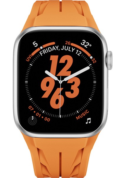 Apple Watch 10 46MM KRD-127 Metal Tokalı Silikon Kordon-Beyaz