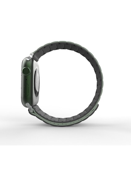 Apple Watch 7 41MM KRD-122 Silikon Kordon Strap Kayış-Siyah-Yeşil indirimleri