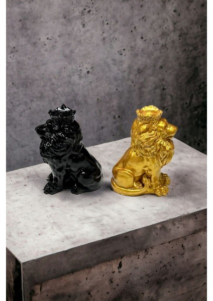 2'li Şık Aslan Dekor Obje, Gold Siyah, 10x7x4cm, Taş Tozu Materyal fiyatları