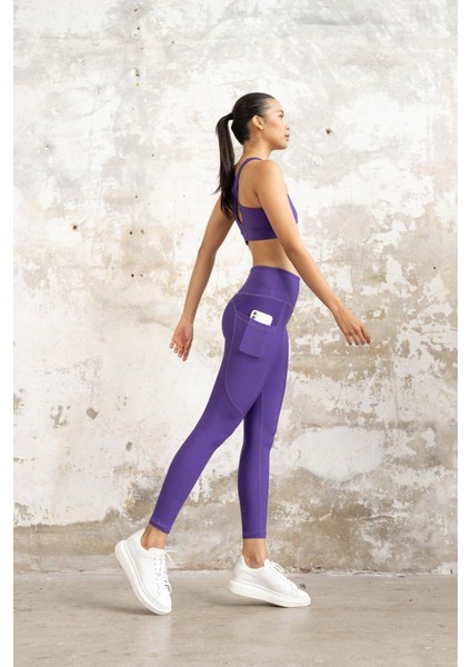 Kadın Mor Cepli Tayt