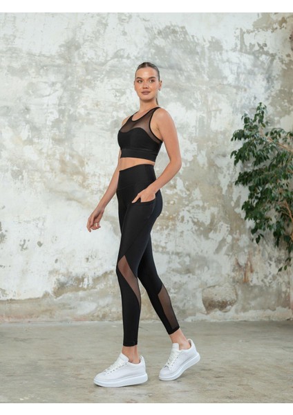 Kadın Siyah Dravel Cepli Tayt fırsatları