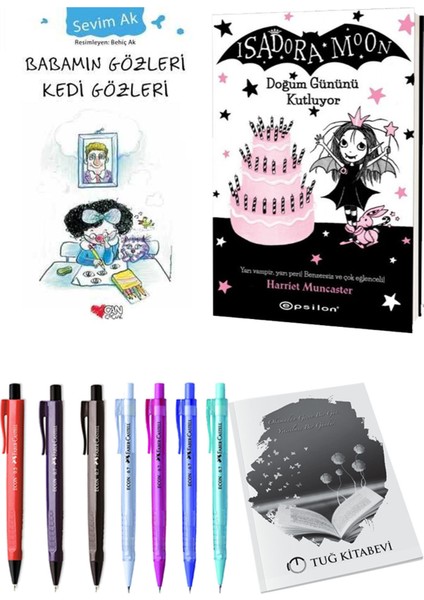 Isadora Moon 4 Doğum Gününü Kutluyor ve Babamın Gözleri Kedi Gözleri 2'li Set - Kalem