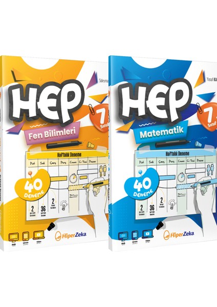 2025 7.sınıf Haftalık Hep Fen Bilgisi ve Matematik 40 Deneme - Hiper Zeka
