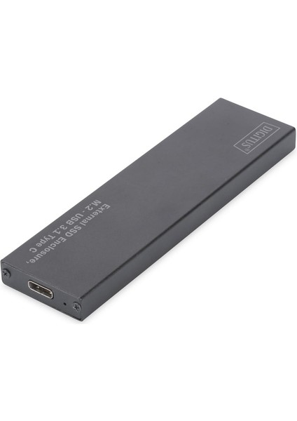 Digitus Harici M.2 SATA SSD Kutusu, Bağlantı arayüzü USB 3.1 Tip C, alüminyum gövde, siyah renk, çip takımı EP9461E