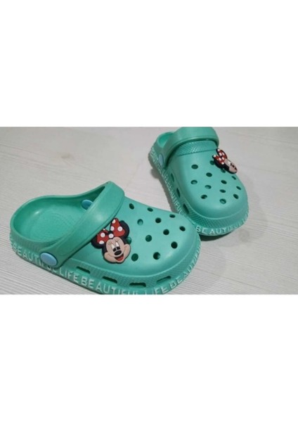 Yeni Sezon Cross Mıckey Mouse Model Unısex Çocuk Su Yeşili Renkli Terlik indirimleri
