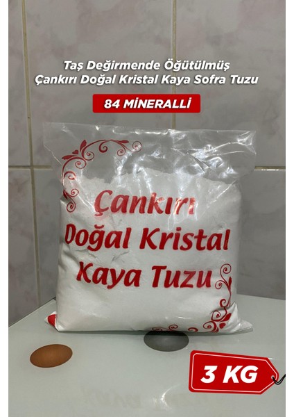 Taş Değirmende Öğütülmüş Doğal Çankırı Iyotsuz,katkısız Sofralık Kaya Tuzu 3 kg