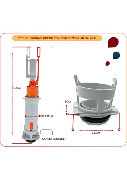 436868YP Vitra Boşaltma Gurubu 8 cm Altı Kare