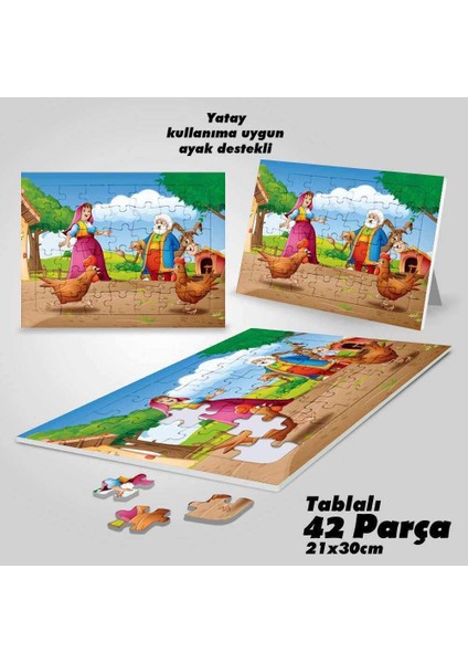 Asil Hobi Nasrettin-Hoca - Çocuklar Için Eğitici Yapboz- Ayak Destekli Çerçeveli 42 Parça Puzzle