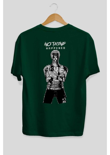 Roronoa Zoro 3 Arka Baskılı Zümrüt Yeşili Oversize T-Shirt Unisex Erkek Kadın Bisiklet Yaka fiyatları