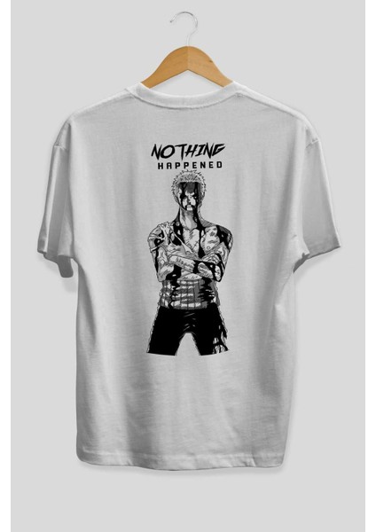 Roronoa Zoro 3 Arka Baskılı Beyaz Oversize T-Shirt Erkek Kadın Bisiklet Yaka fiyatları