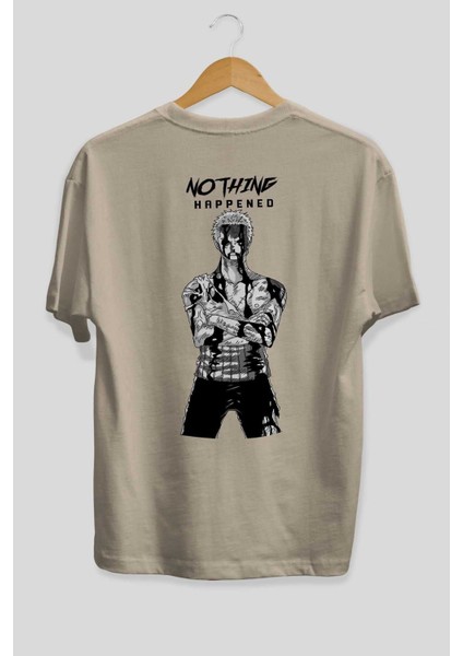 Roronoa Zoro 3 Arka Baskılı Bej Oversize T-Shirt Unisex Erkek Kadın Bisiklet Yaka fiyatları