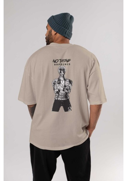 Roronoa Zoro 3 Arka Baskılı Bej Oversize T-Shirt Unisex Erkek Kadın Bisiklet Yaka fırsatları