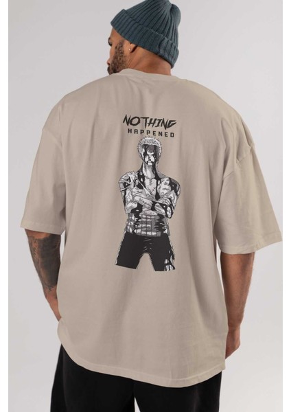 Roronoa Zoro 3 Arka Baskılı Bej Oversize T-Shirt Unisex Erkek Kadın Bisiklet Yaka indirimleri