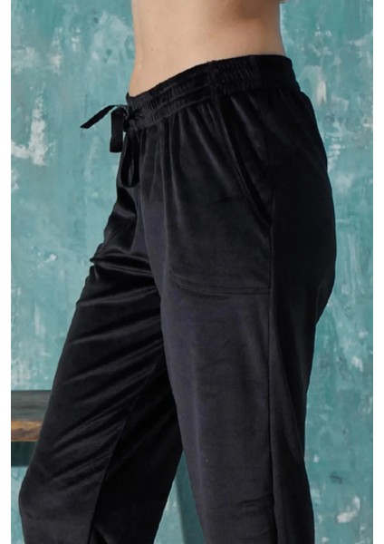 Kadın Fransız Kadife Yumuşak Bilek Manşetli/lastikli Cepli Joger Eşofman Tek Alt fiyatları
