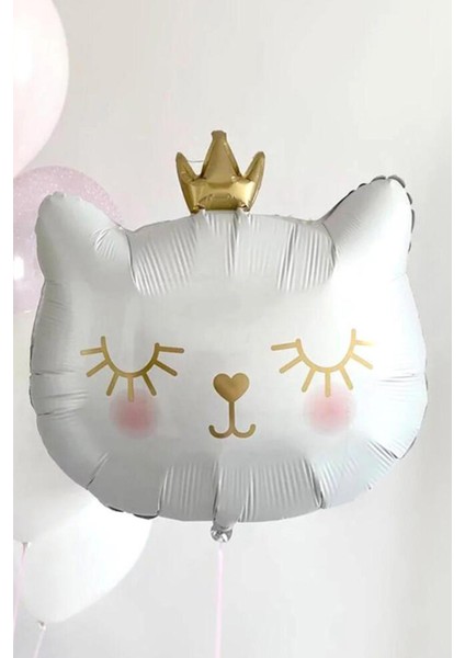 Beyaz Kedi Folyo Balon 1 Adet 76x 64.5 Cm