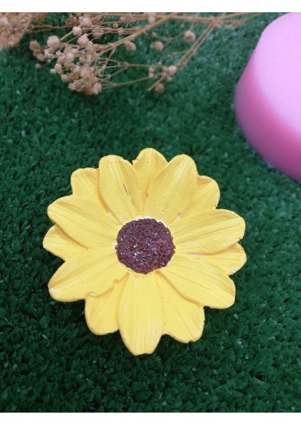 El Boyalı Sarı Ayçiçeği Dekoratif Tabağı Teraryum Obje 7,5cm