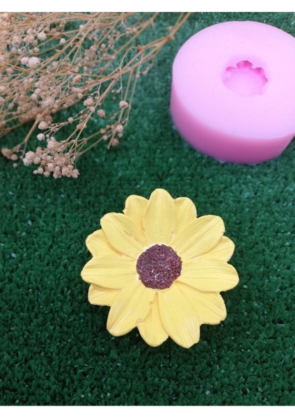 El Boyalı Sarı Ayçiçeği Dekoratif Tabağı Teraryum Obje 7,5cm