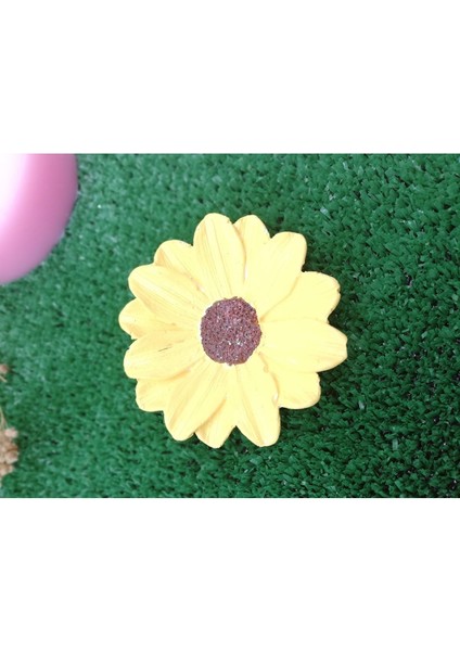 El Boyalı Sarı Ayçiçeği Dekoratif Tabağı Teraryum Obje 7,5cm