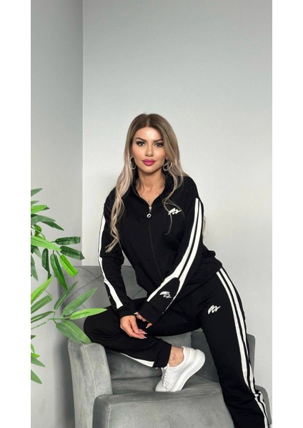 Kadın Ikili Eşofman Takımı Fermuarlı Alt Üst Eşofman Takımı Nakışlı 2 Iplik Likra 412 fiyatları