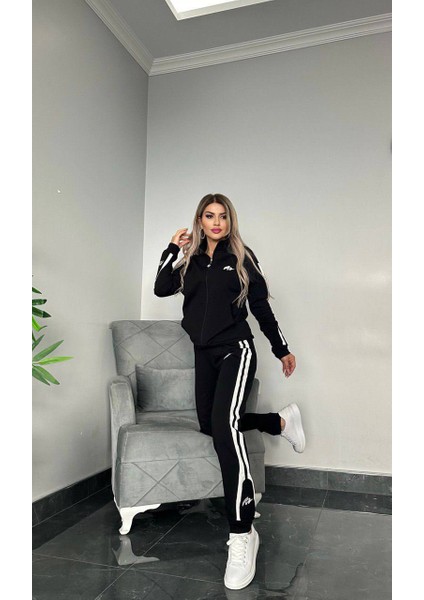 Kadın Ikili Eşofman Takımı Fermuarlı Alt Üst Eşofman Takımı Nakışlı 2 Iplik Likra 412 modelleri