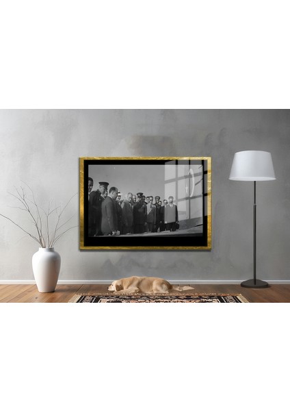 Yapay Zeka İle Yenilenmiş Atatürk Fotoğrafları Siyah Beyaz Cam Tablo, 3d Dekoratif Baskı 41