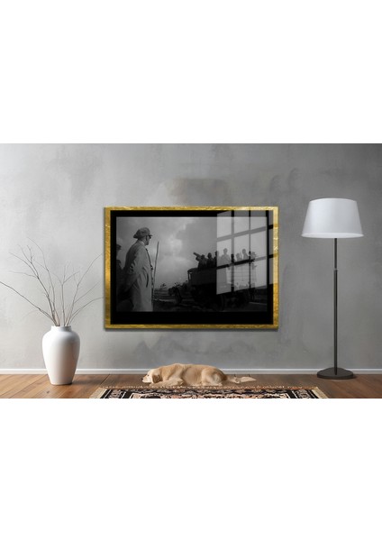 Yapay Zeka İle Yenilenmiş Atatürk Fotoğrafları Siyah Beyaz Cam Tablo, 3d Dekoratif Baskı 85