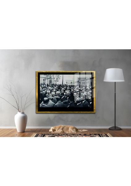 Yapay Zeka İle Yenilenmiş Atatürk Fotoğrafları Siyah Beyaz Cam Tablo, 3d Dekoratif Baskı 184