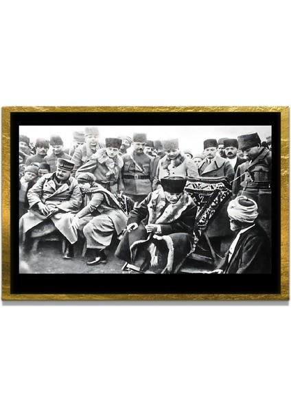 Yapay Zeka İle Yenilenmiş Atatürk Fotoğrafları Siyah Beyaz Cam Tablo, 3d Dekoratif Baskı 211