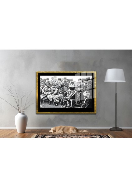 Yapay Zeka İle Yenilenmiş Atatürk Fotoğrafları Siyah Beyaz Cam Tablo, 3d Dekoratif Baskı 211