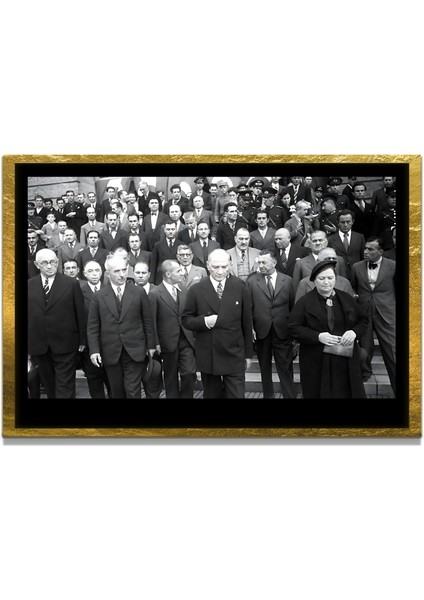 Yapay Zeka İle Yenilenmiş Atatürk Fotoğrafları Siyah Beyaz Cam Tablo, 3d Dekoratif Baskı 219