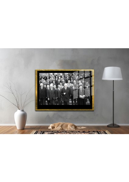Yapay Zeka İle Yenilenmiş Atatürk Fotoğrafları Siyah Beyaz Cam Tablo, 3d Dekoratif Baskı 219