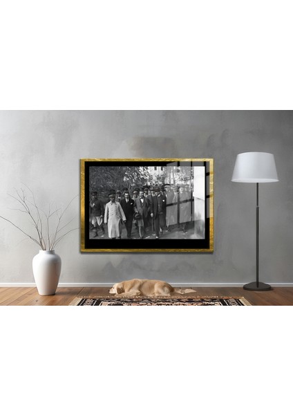 Yapay Zeka İle Yenilenmiş Atatürk Fotoğrafları Siyah Beyaz Cam Tablo, 3d Dekoratif Baskı 107