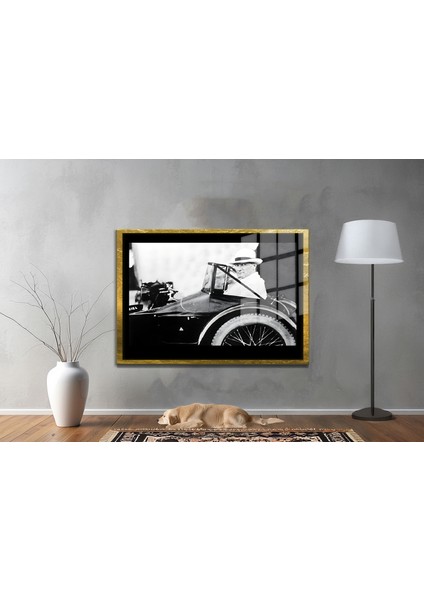 Yapay Zeka İle Yenilenmiş Atatürk Fotoğrafları Siyah Beyaz Cam Tablo, 3d Dekoratif Baskı 165