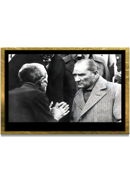 Yapay Zeka İle Yenilenmiş Atatürk Fotoğrafları Siyah Beyaz Cam Tablo, 3d Dekoratif Baskı 326