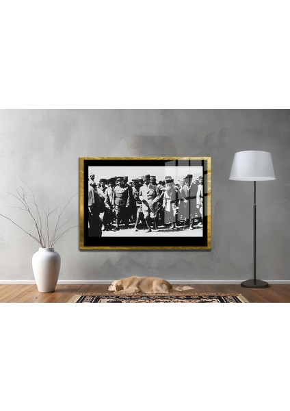 Yapay Zeka İle Yenilenmiş Atatürk Fotoğrafları Siyah Beyaz Cam Tablo, 3d Dekoratif Baskı 569