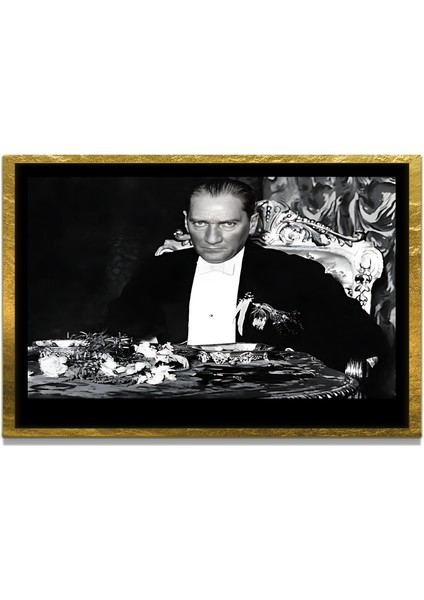 Yapay Zeka İle Yenilenmiş Atatürk Fotoğrafları Siyah Beyaz Cam Tablo, 3d Dekoratif Baskı 649