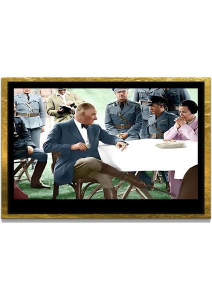 Yapay Zeka İle Yenilenmiş Atatürk Fotoğrafları Siyah Beyaz Cam Tablo, 3d Dekoratif Baskı 432